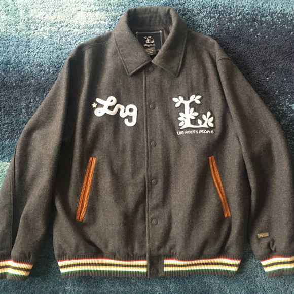 Lrg Other - VINTAGE LRG ROOTS PEOPLE Gray Letterman Jacket